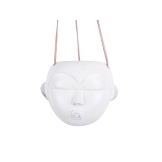 Cache-pot design rond suspendu Mask - H. 18 cm - Blanc