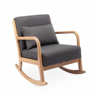 Fauteuil à bascule design en bois et tissu. 1 place. rocking chair