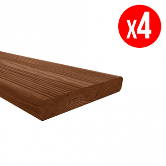 Pack de 4 lames de terrasses bois WOOD2WOOD - L.2,4 m - 21 x 120 x 2400 mm - pin traité CL4 - teinté brun - 1,15 m²