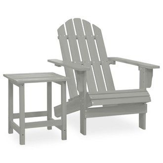 vidaXL Chaise de jardin Adirondack avec table Bois de sapin Gris