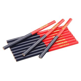 Lot de 12 crayons de charpentier 2 couleurs rouge et bleu