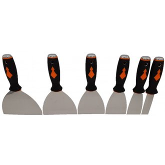 Lot de 6 spatules à enduire en inox de la largeur 25 à 150mm