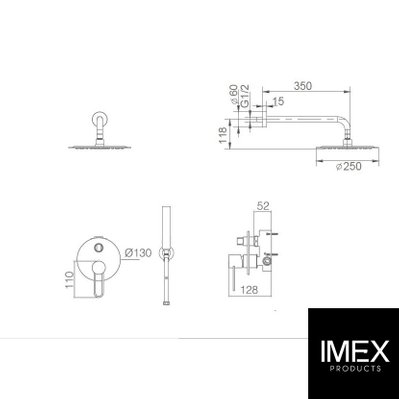 Kit de douche encastré design MILOS noir mat - GPM029/NG - 8410201385622
