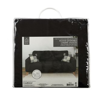 Housse extensible pour canapé 3 places - Noir - 230 x 85 cm