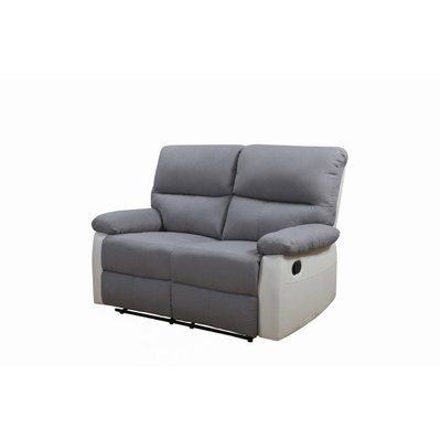 Canapé relax "Lincoln" - 147 x 89 x 103 cm - 2 places - Blanc / gris clair - 92605 - 3700746450387