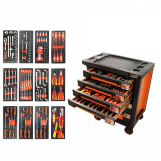 Servante d'atelier complète FISCHER DAREX - 145 outils - 12 modules