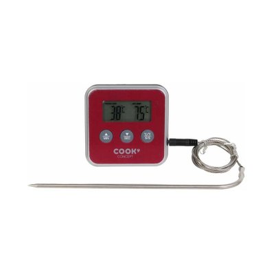 Thermomètre à sonde et minuteur électronique bordeaux - 47807 - 3700866340520