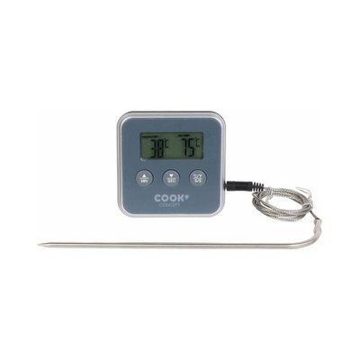 Thermomètre à sonde et minuteur électronique gris - 47808 - 3700866340513