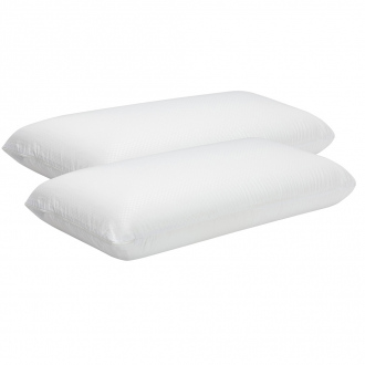 Pack de 2 oreillers mousse à mémoire de forme - double housse - blanc