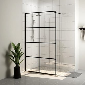 vidaXL Paroi de douche avec verre ESG transparent 140x195 cm Noir