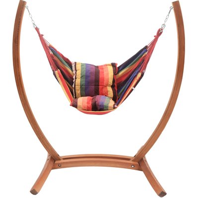 Hamac bois suspendu avec fauteuil en coton "Santiago" - Multicolore - 103204 - 3700746480933