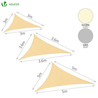 Voile d ombrage Triangle 3x3x3M Ivoire - 2440969846884_22645333950564 - 8011469868027