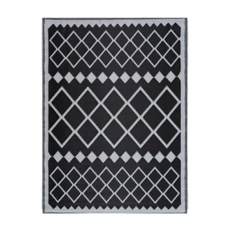 Tapis d'extérieur en plastique tressé - 180x280cm - Noir - Réversible - 100% polypropylène - 400gr / m2 - AGADIR