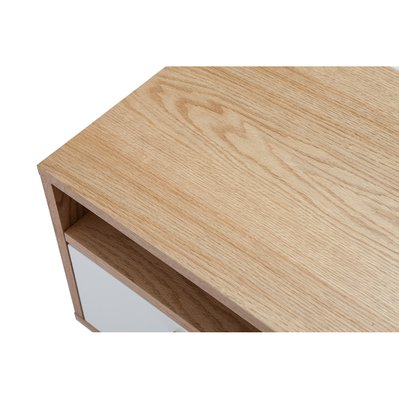 Table de chevet design scandinave blanc et chêne HELIA - 40898 - 3662275072341