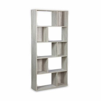 Bibliothèque design asymétrique – Pieter – 5 étagères. 10 compartiments de rangement. 83x23x173cm