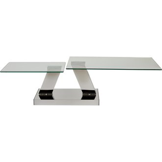 Table basse QUEENS Gris - plateau Verre pieds Metal 95 x 60