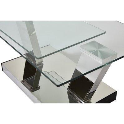 Table basse QUEENS Gris - plateau Verre pieds Metal 95 x 60 - SUP128611CR - 8790268611422
