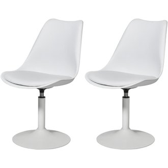 Lot de 2 - Chaise Scandinave MARKLE Blanc - assise Plastique dur ABS pieds Metal