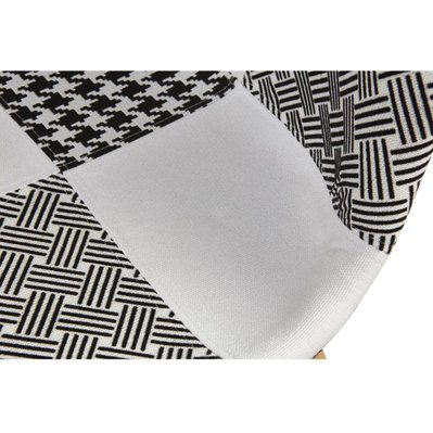 Chaise Scandinave LEOBEN Patchwork blanc noir - assise Tissu pieds Bois Naturel - SUP116131GB - 8790266131380