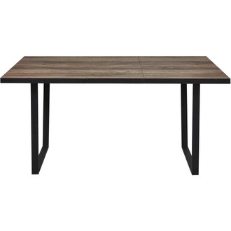 Table de repas extensible KANSAS Marron - plateau Bois pieds Metal Noir 160 x 90 avec rallonge 40 cm
