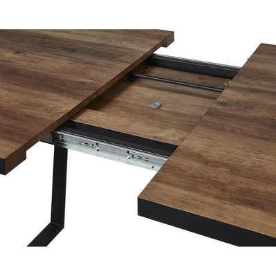 Table de repas extensible KANSAS Marron - plateau Bois pieds Metal Noir 160 x 90 avec rallonge 40 cm - SUP113705NA - 8790263705171