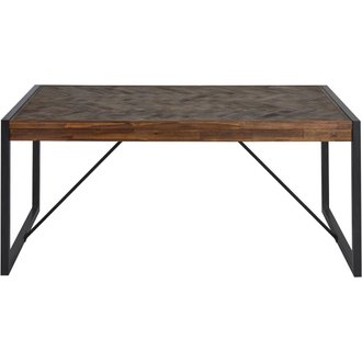 Table de repas extensible HUSSON Marron - plateau Acacia Massif pieds Metal Noir Acacia Massif 180 x 90 avec rallonge 50 cm
