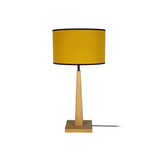 Lampe à poser jaune avec pied en bois NIDRA