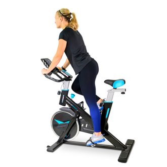 Vélo Spinning SUPER SPRINTER - Exercice bike avec roue d'inertie 18Kg  et résistance manuelle magnétique - Cardio et Fitness tra