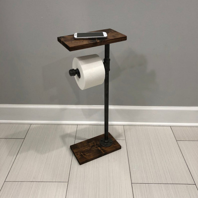 Porte-papier toilette Bory - 30 x 65 x 14 cm - noyer & noir - 8681875503227 - 8681875503227