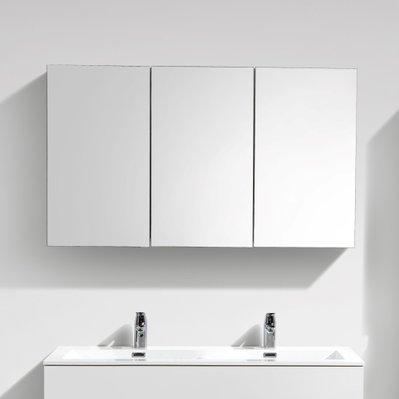 Armoire de toilette bloc-miroir SIENA largeur 120 cm blanc laqué - A-1200-MIR-HGWHITE - 3760253890007
