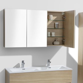 Armoire de toilette bloc-miroir SIENA largeur 120 cm chêne clair texturé