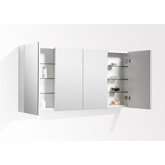Armoire de toilette bloc-miroir SIENA largeur 144 cm blanc laqué