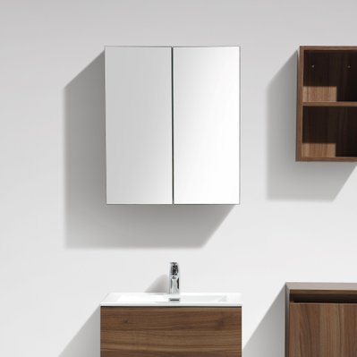 Armoire de toilette bloc-miroir SIENA largeur 60 cm noyer - A-600-MIR-WALNUT - 3760253890090