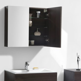 Armoire de toilette bloc-miroir SIENA largeur 80 cm chêne marron