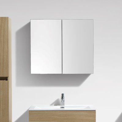 Armoire de toilette bloc-miroir SIENA largeur 80 cm chêne clair texturé - A-800-MIR-RLOAK - 3760253890113