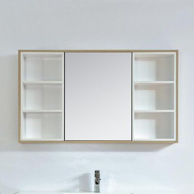 Armoire de toilette bloc-miroir 120 cm FRAME finition mélaminé chêne - FRA-1200-MIR-LO.W - 3760282665713