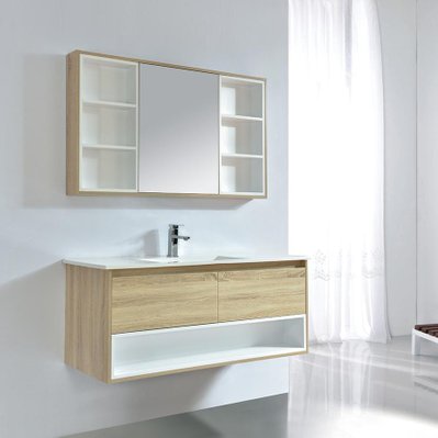 Armoire de toilette bloc-miroir 120 cm FRAME finition mélaminé chêne - FRA-1200-MIR-LO.W - 3760282665713