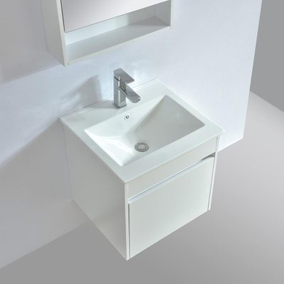 Meuble salle de bain design 51 cm EASY finition mélaminé blanc avec vasque céramique - EAS-500-BAS/EAS-500-CAB-WHI - 3760282665805