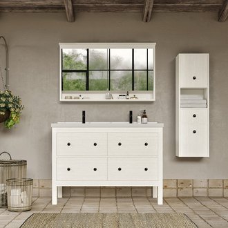 Meuble salle de bain design 120 cm TYPO finition mélaminé blanc avec vasque céramique    Meuble seul