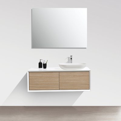 Meuble salle de bain pour vasque à poser PALIO 120 cm blanc mat / chêne clair - FIONA-1200 CAB WHI/RLOAK - 3760253899130