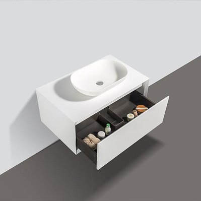 Meuble salle de bain pour vasque à poser PALIO 90 cm blanc mat - FIONA-900 CAB WHI - 3760253899116