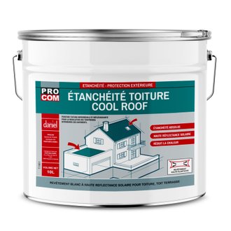Peinture toiture blanche Cool Roof, peinture réfléchissante et imperméable PROCOM 10 litres Blanc