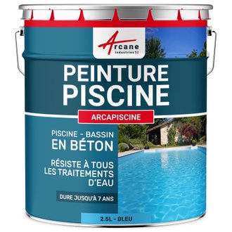 PEINTURE PISCINE BÉTON - 12  Couleurs - HAUTE RESISTANCE 7 ans  - ARCAPISCINE 2.5 L - Bleu