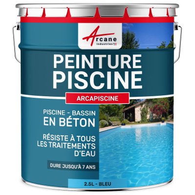 PEINTURE PISCINE BÉTON - 12  Couleurs - HAUTE RESISTANCE 7 ans  - ARCAPISCINE 2.5 L - Bleu - 24_24698 - 3700043470019