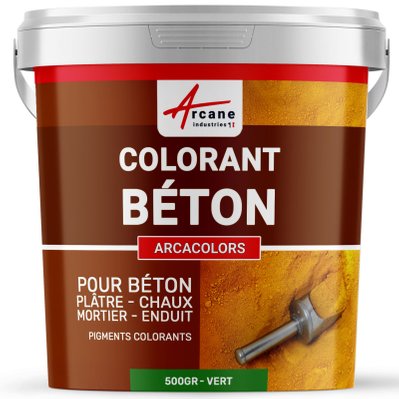 Pigments Colorants Premium pour enduit, béton, mortier, chaux, platre - ARCACOLORS 500 Gr - Vert - 91_24742 - 3700043480544