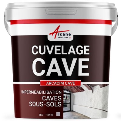 Enduit de cuvelage hydrofuge - Étanchéité cave sous-sol garage - ARCACIM CAVE 5 Kg - Gris - 17_23484 - 3700043480001