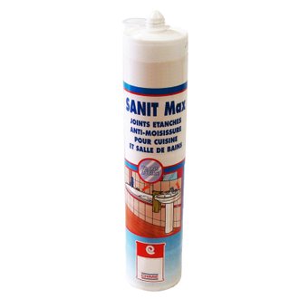 MASTIC SANIT MAX - Mastic silicone sanitaire anti-moisissure anti-salissure souple - 1 cartouche de 310 ml - Blanc