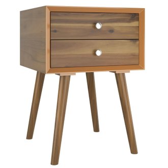 Table de chevet en bois avec 2 tiroirs table d'appoint style retro multi-usages 40x40x59 cm naturel 20_0001183