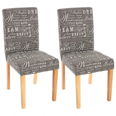 Lot de 2 chaises de salle à manger en tissu imprimé gris pieds clairs CDS04019 - cds04019 - 3000067767929