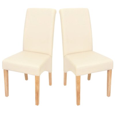 Set de 2 chaises de salle à manger en simili-cuir crème mat pieds clairs CDS04026 - cds04026 - 3000070426950